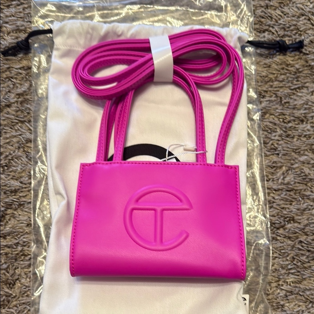 Telfar Pink Mini Bag with Embossed Logo